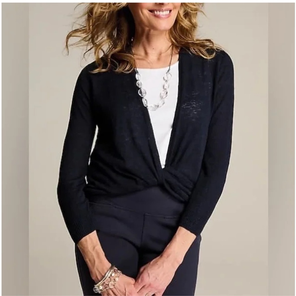 🌿J. Jill XLP Multi-way Classic Black Cardigan